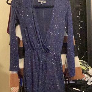 NAVY BLUE SPARKLY ROMPLER LONG SLEEVE LIME NEW SZ 4